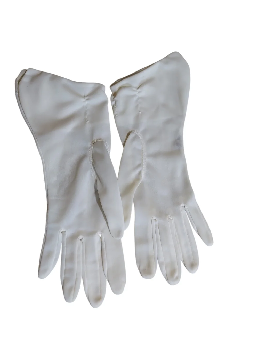 Vintage White Sheer Gloves Ruched Wrist Formal Bridal Tea Party Costume